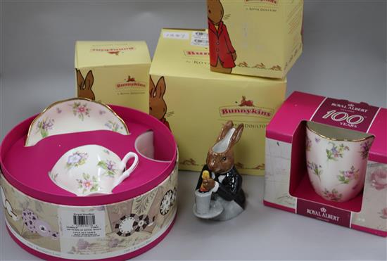 A collection of Royal Doulton Bunnykins teawares and two Royal Albert sets